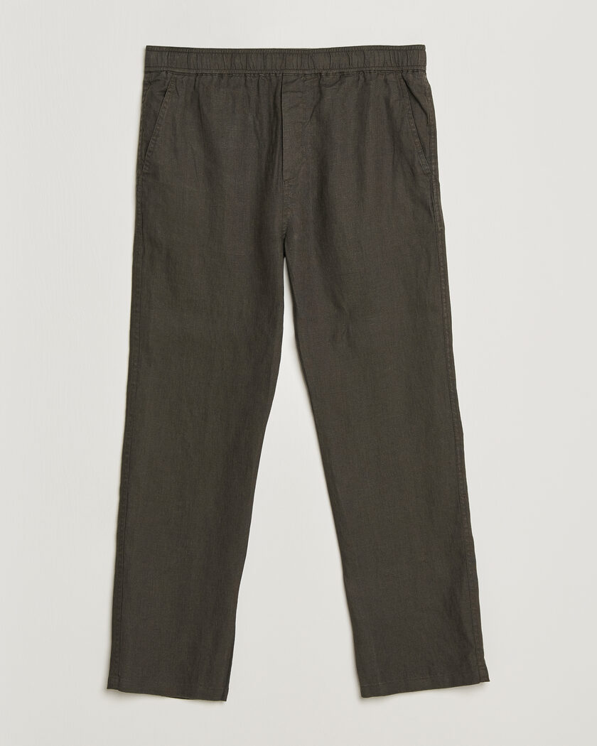 Samsøe Samsøe Jabari Linen Drawstring Trousers Black Olive – Grå
