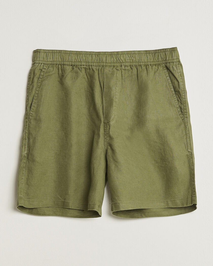 Samsøe Samsøe Jabari Linen Drawstring Shorts Burnt Olive – Grøn