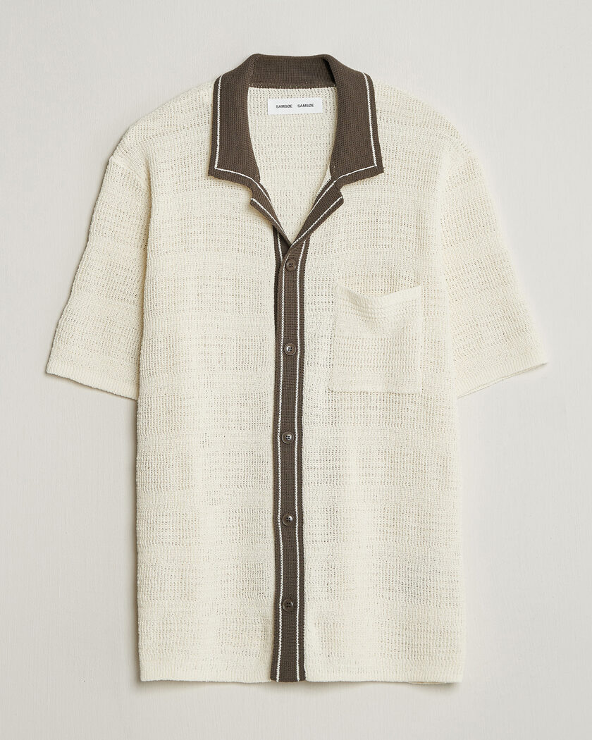 Samsøe Samsøe Percy Knitted Short Sleeve Shirt Clear Cream – Flerfarvet