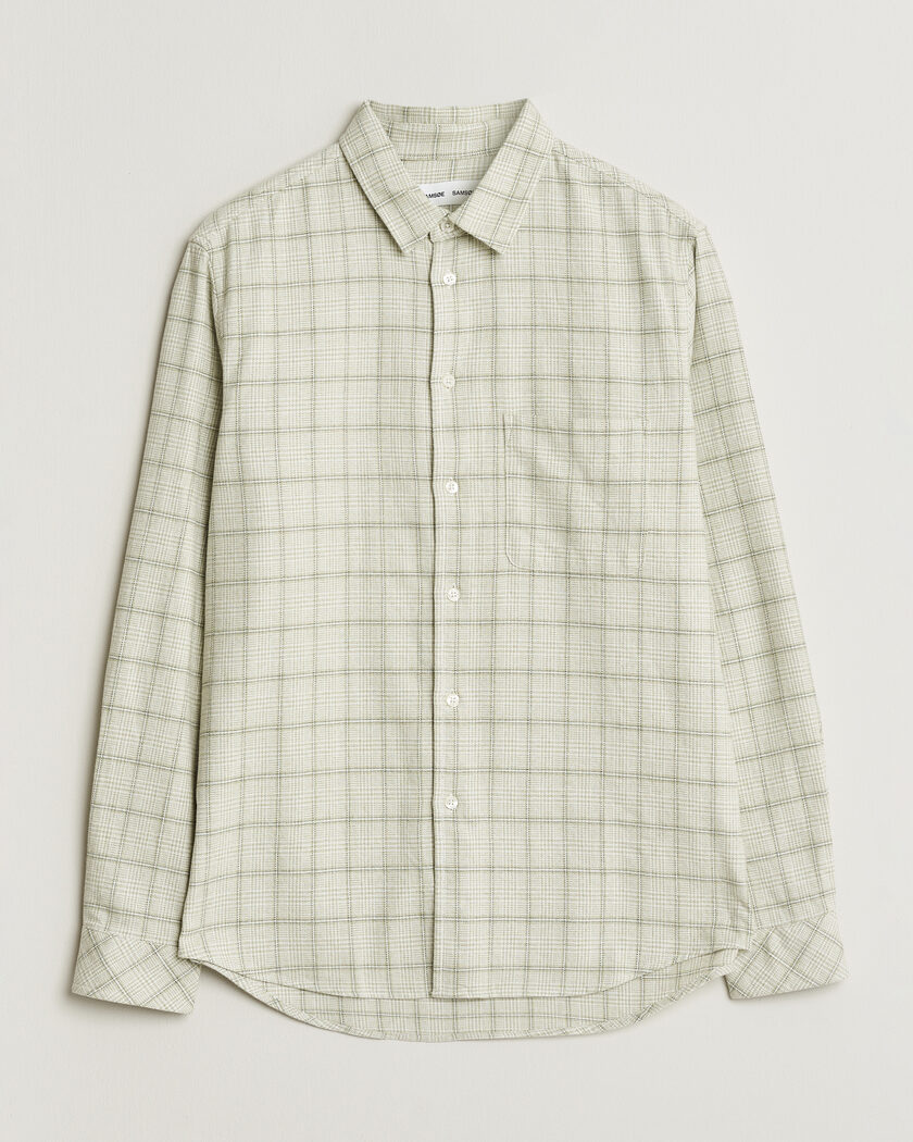 Samsøe Samsøe Liam Checked Cotton Shirt Off White – Grøn