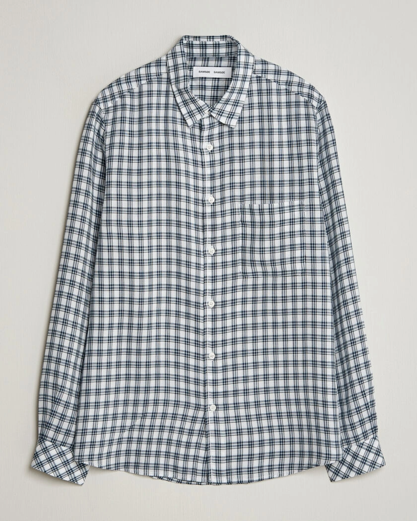 Samsøe Samsøe Ryan Tencel Checked Shirt Blue – Blå
