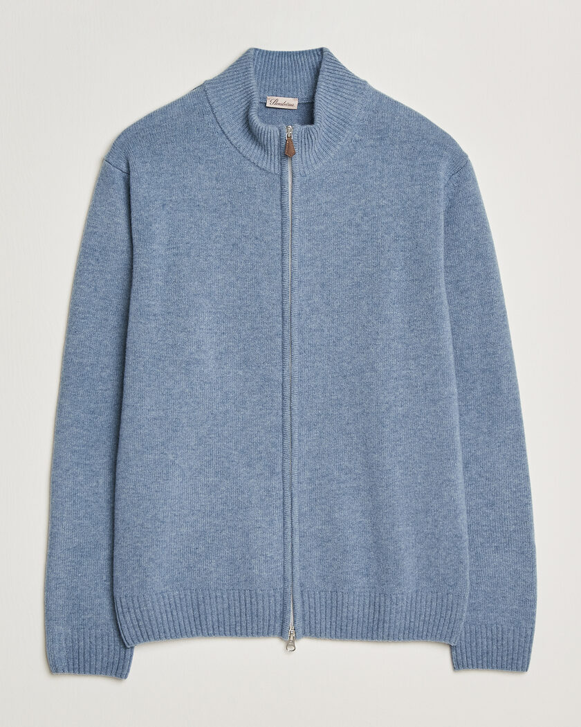 Stenströms Brushed Merino Full Zip Light Blue – Blå