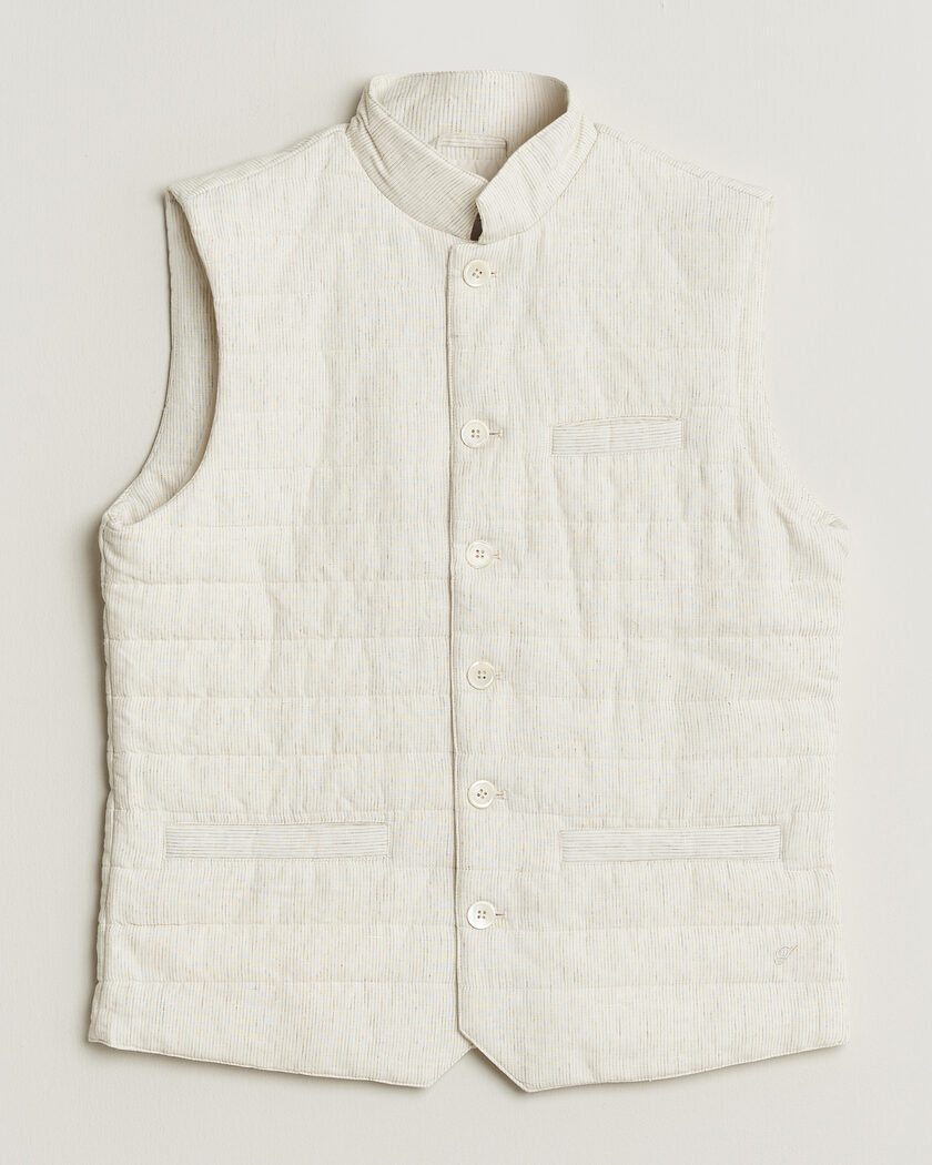Stenströms Mid Layer Pin Stripe Linen Vest Off White – Hvid