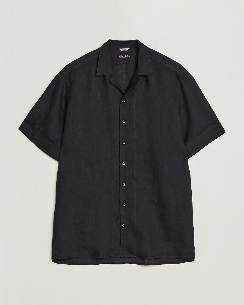 Stenströms Short Sleeve Linen Shirt Black – Sort