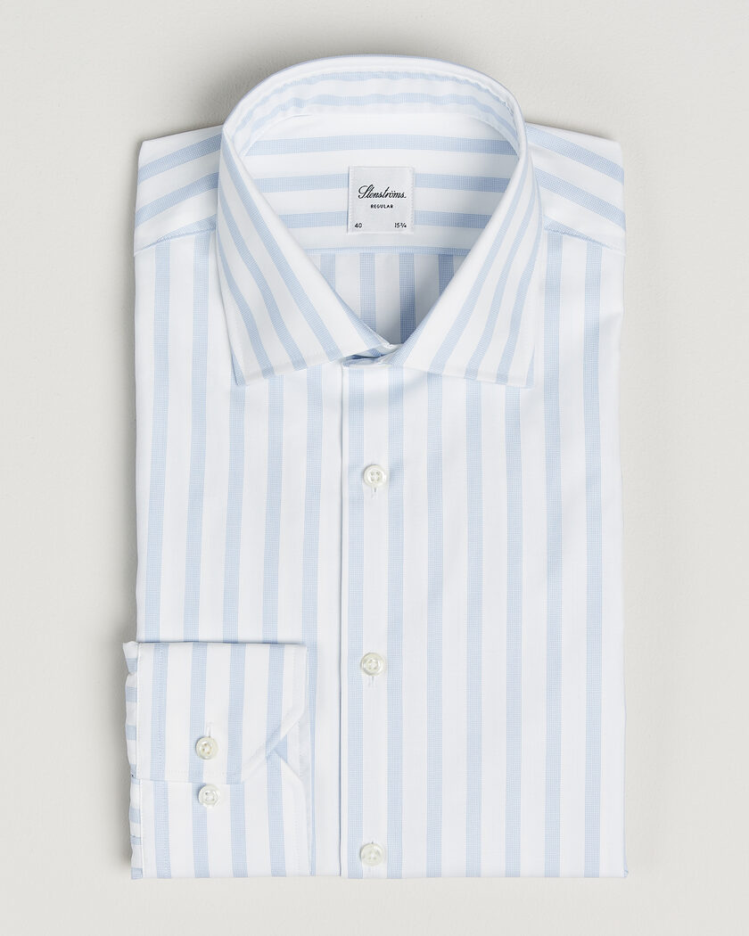 Stenströms Regular Wide Stripe Twill Shirt Light Blue – Blå