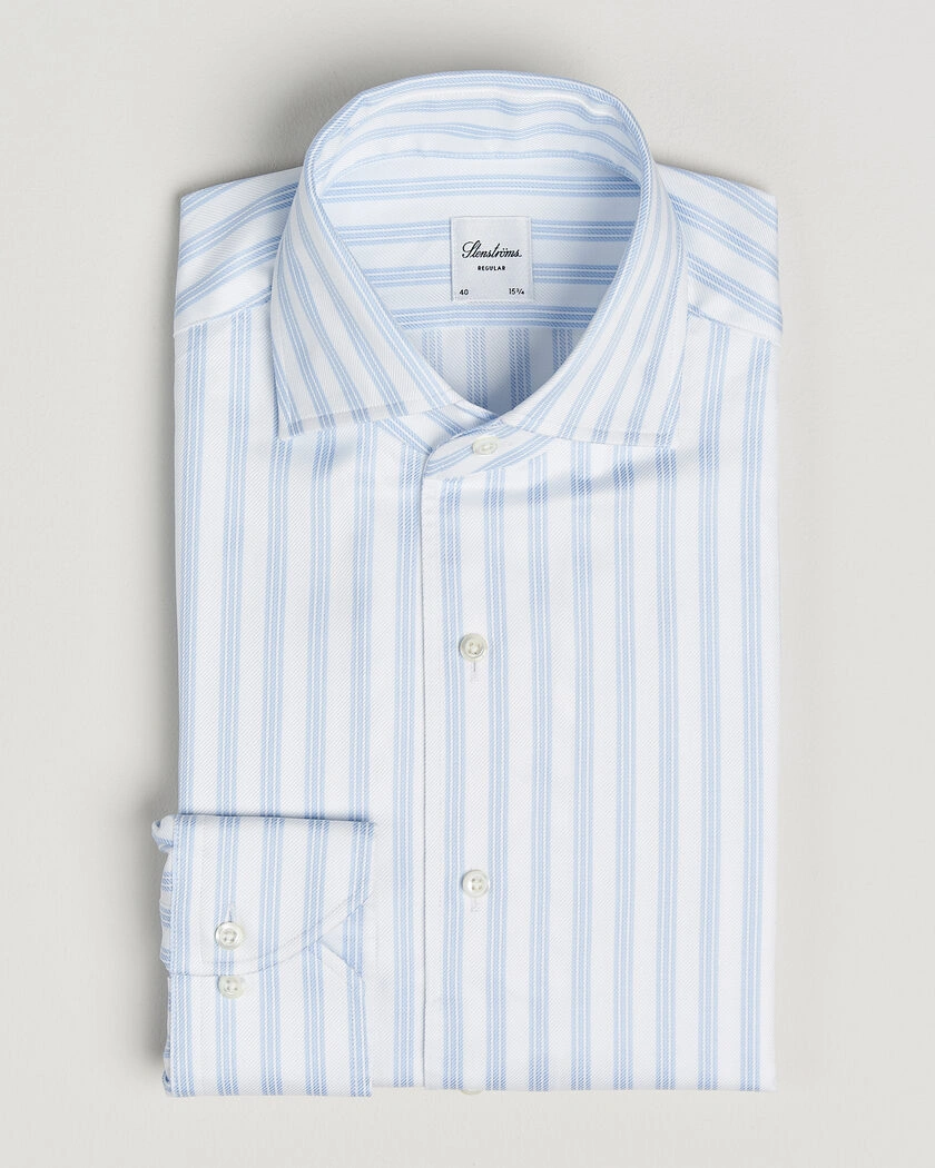 Stenströms Regular Fit One Piece Collar Striped Shirt Blue – Blå