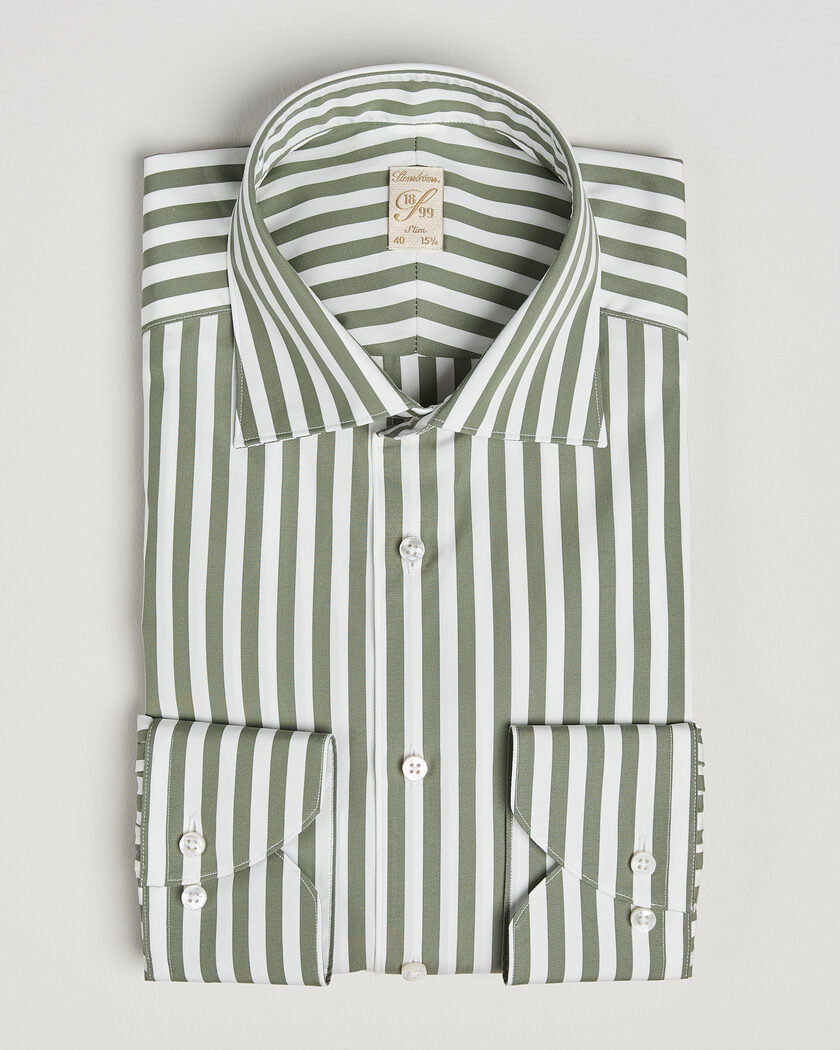 Stenströms 1899 Cotton Twill Striped Shirt Green – Grøn