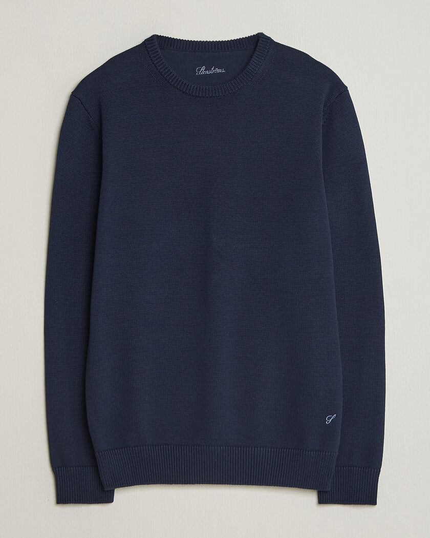 Stenströms Organic Cotton Knitted Sweater Navy – Blå