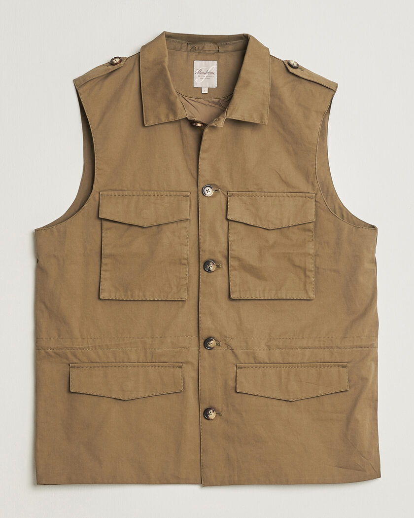 Stenströms Cotton  Twill Vest Olive – Grøn