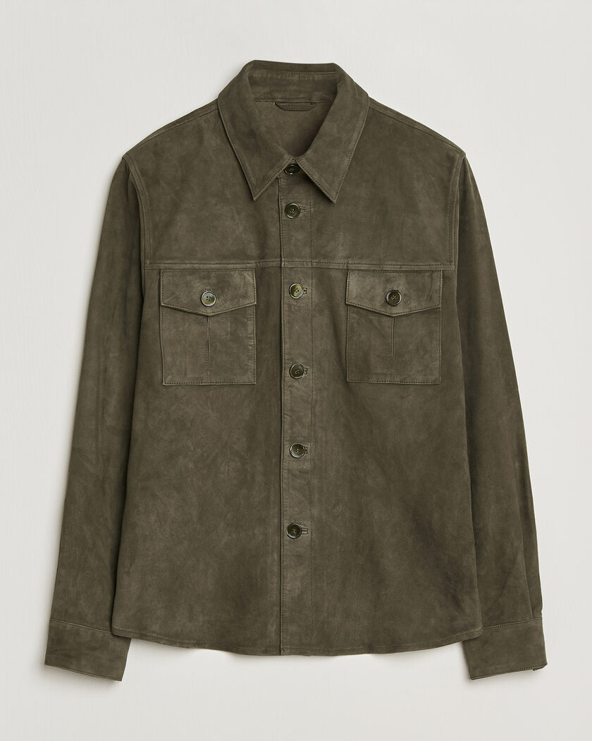 Stenströms Suede Pocket Overshirt Olive – Grøn