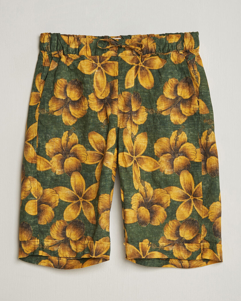 Stenströms Flower Printed Linen Shorts Green – Grøn