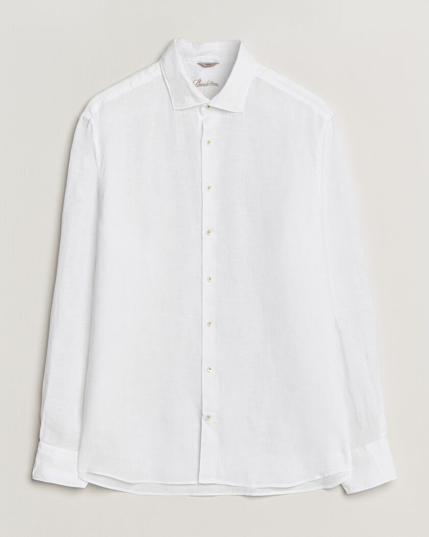 Stenströms Regular Fit Cut Away Linen Shirt White – Hvid