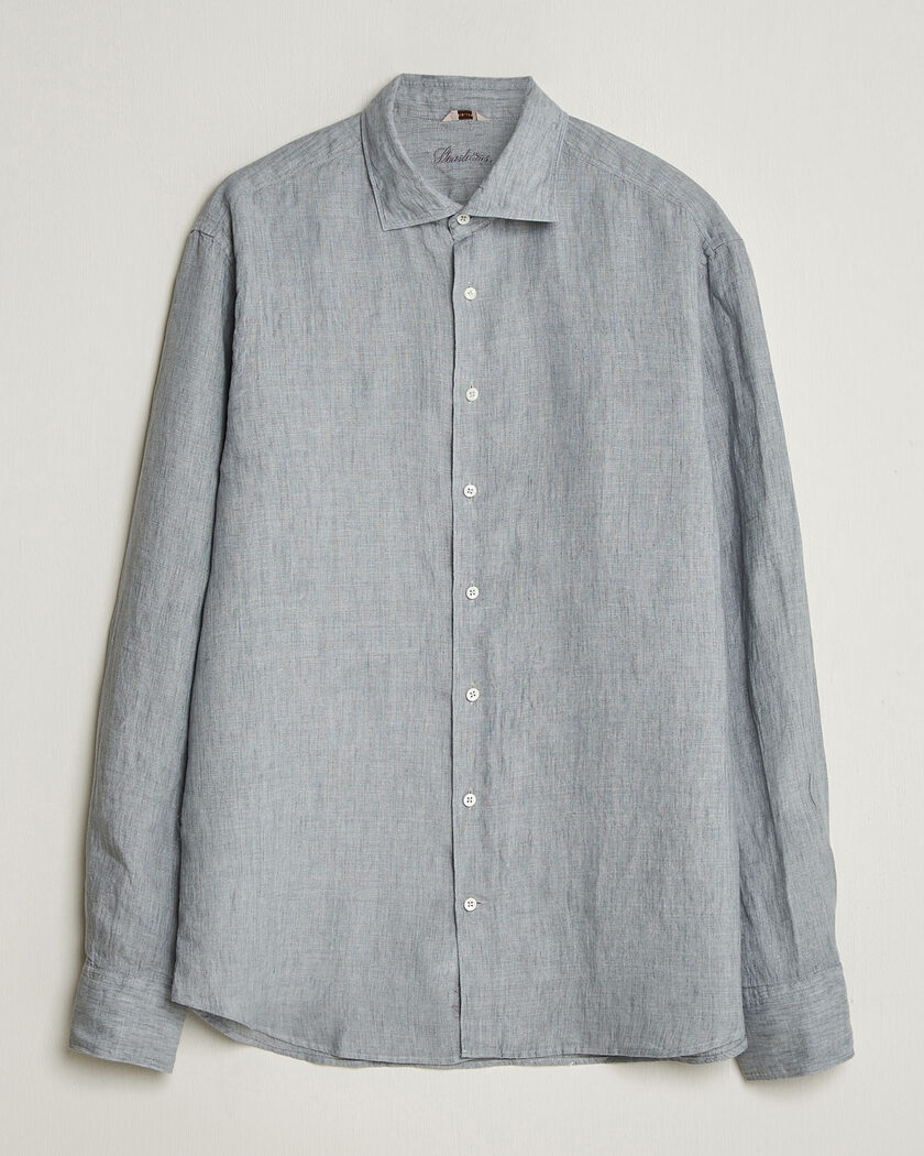 Stenströms Regular Fit Cut Away Linen Shirt Grey – Grå