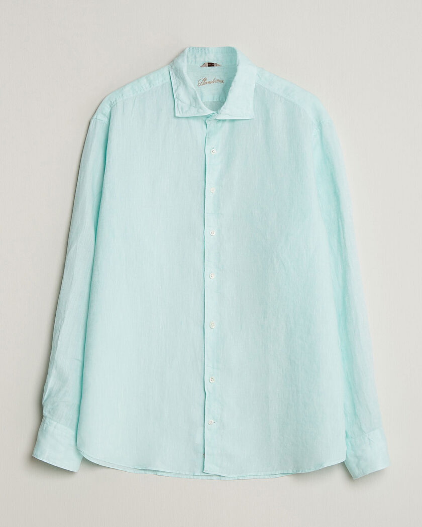 Stenströms Regular Fit Cut Away Linen Shirt Mint – Grøn
