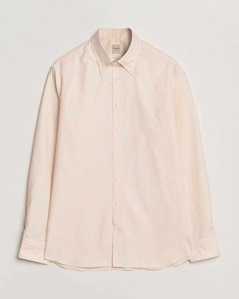 Stenströms Regular Fit Thin Striped Oxford Shirt Orange – Orange