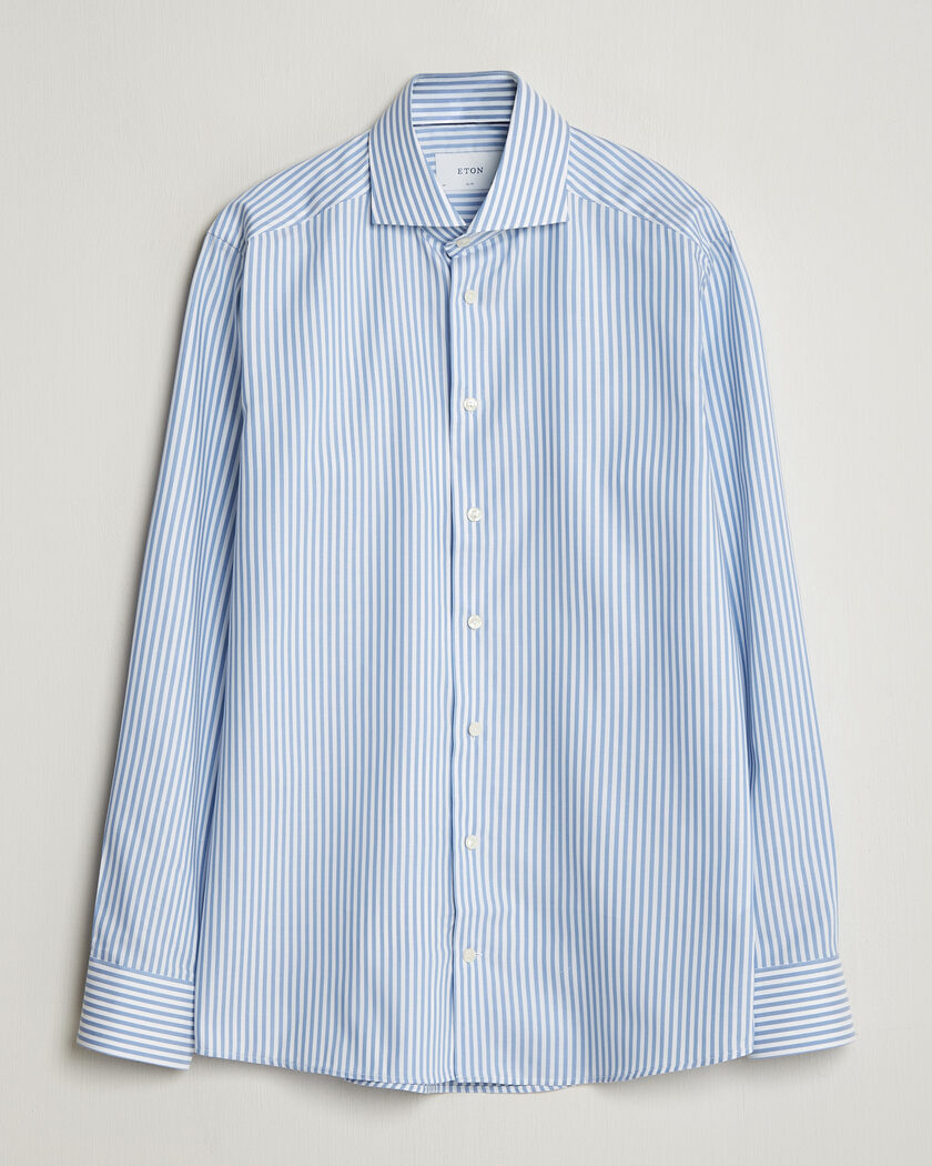 Eton Slim Fit Signature Oxford Striped Shirt Light Blue – Blå