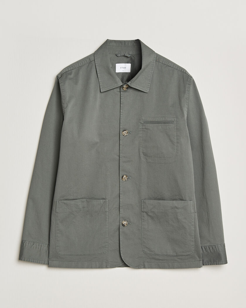 Eton Cotton Chore Jacket Mid Green – Grøn