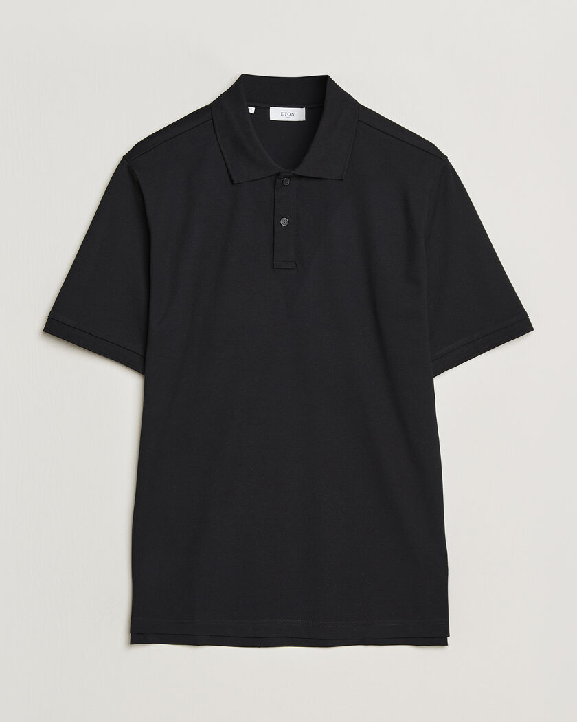 Eton Pima Pique Polo Black – Sort