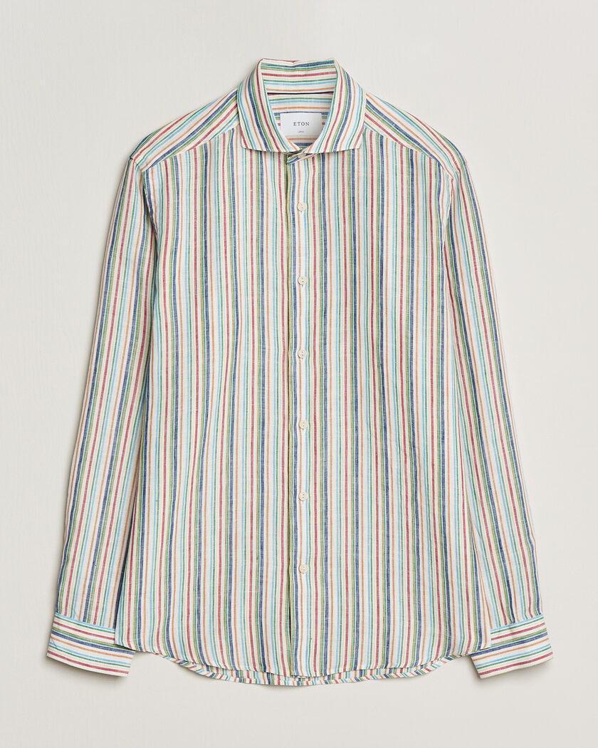 Eton Casual Fit Striped Linen Shirt Multi – Flerfarvet