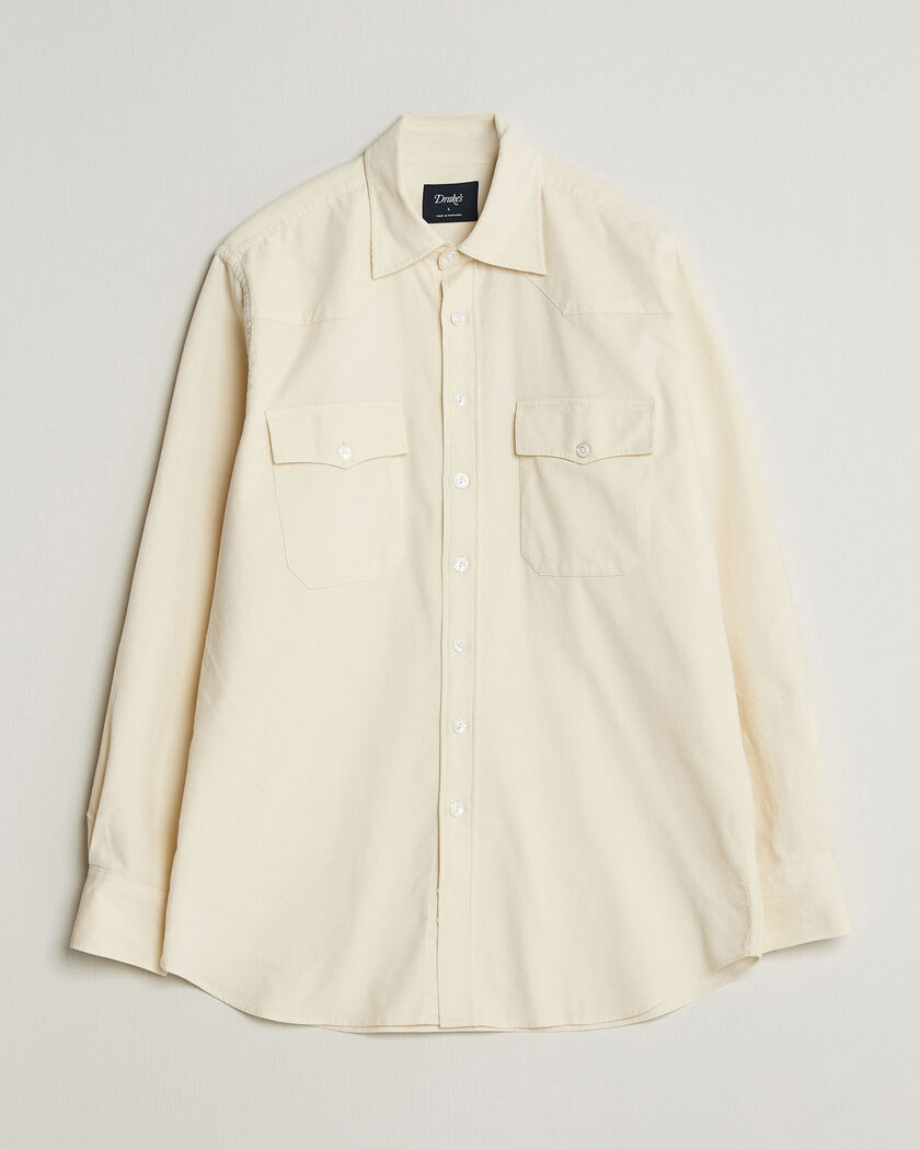 Drake's Needlecord Western Shirt White – Hvid