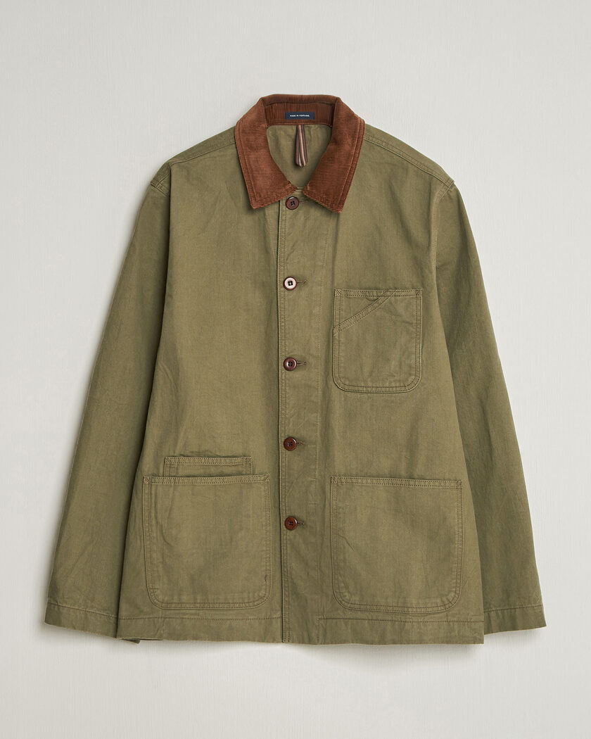 Drake's Twill Fatigue Jacket Khaki – Grøn