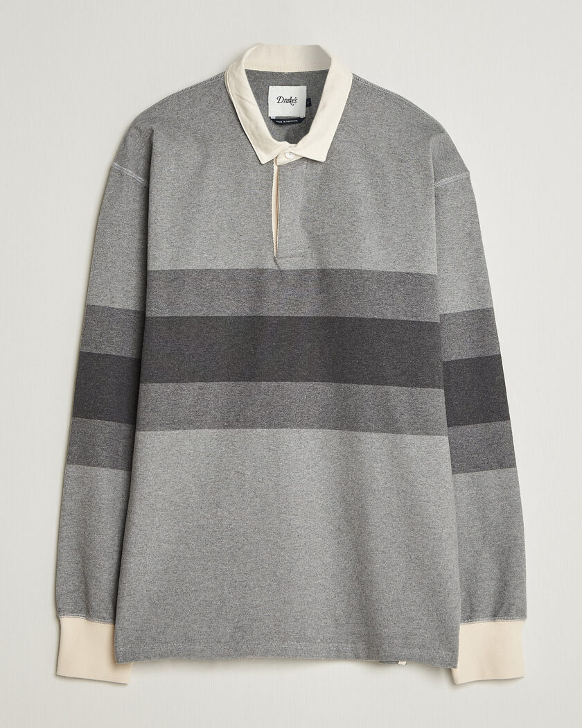 Drake's Melange Stripe Rugby Grey – Grå