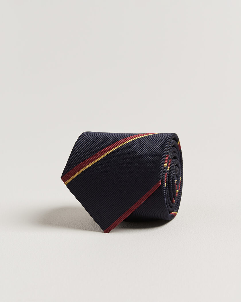 Drake's Regimental Stripe Reppe Tie Navy – Blå
