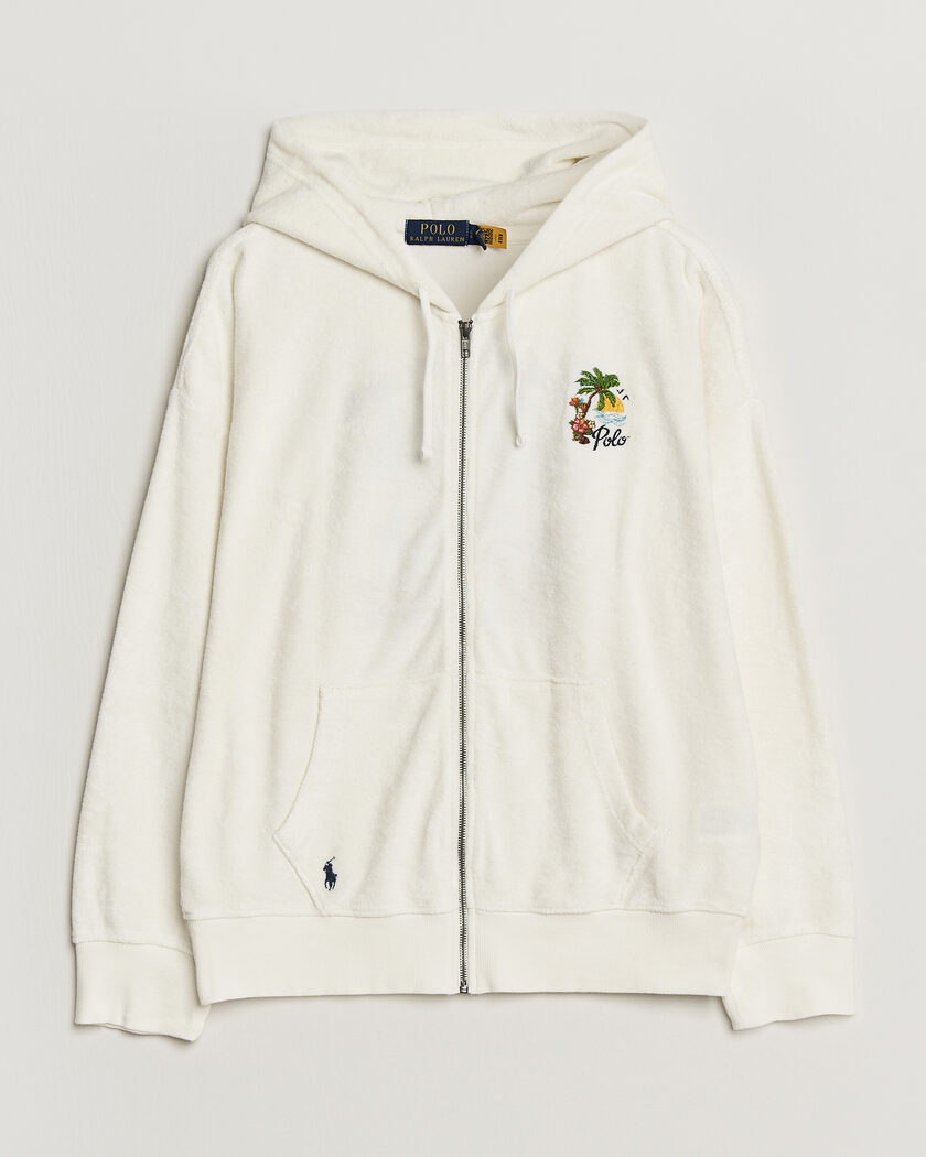 Polo Ralph Lauren Cotton Terry Printed Full-Zip Hoodie Nevis – Hvid