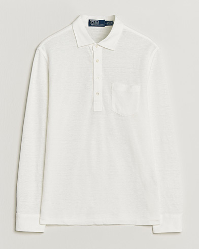 Polo Ralph Lauren Long Sleeve Linen Polo Deckwash White – Hvid