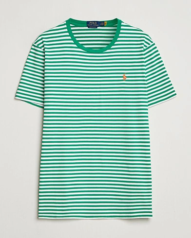 Polo Ralph Lauren Crew Neck Striped T-Shirt Billiard/White – Grøn