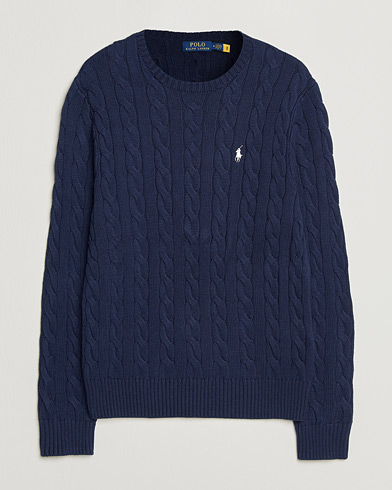 Polo Ralph Lauren Cotton Cable Pullover Bright Navy – Blå