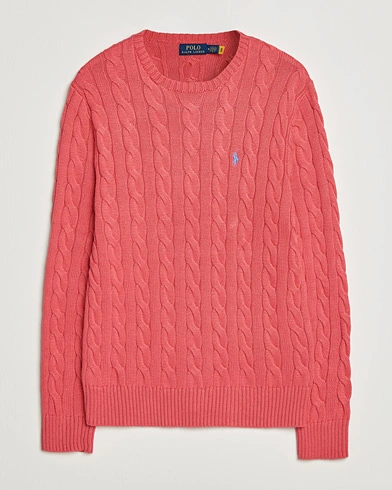 Polo Ralph Lauren Cotton Cable Pullover Pale Red – Rød
