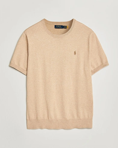 Polo Ralph Lauren Knitted Short Sleeve T-Shirt Camel Melange – Beige