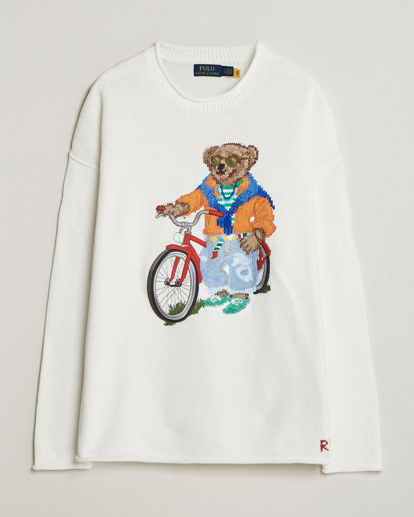 Polo Ralph Lauren Cotton Bear Sweater Deckwash White – Hvid