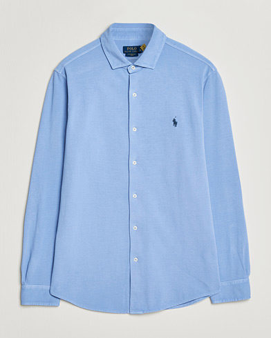 Polo Ralph Lauren Featherweight Knitted Shirt Canvas Blue – Blå