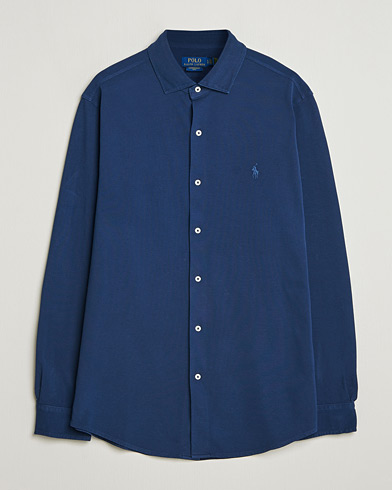 Polo Ralph Lauren Featherweight Knitted Shirt Dark Cobalt – Blå
