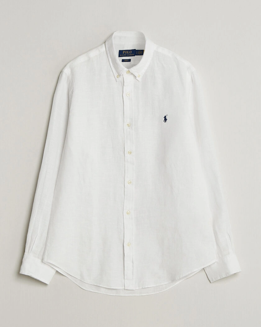 Polo Ralph Lauren Slim Fit Linen Shirt White – Hvid