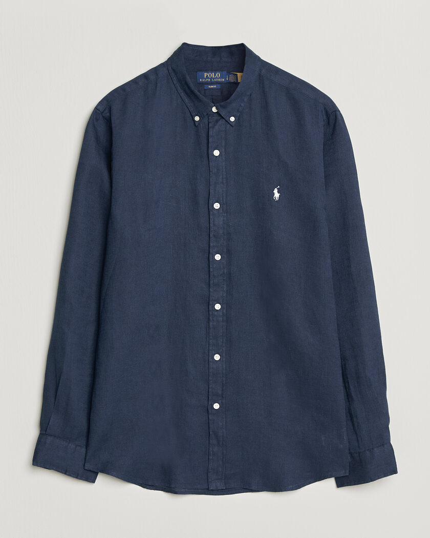 Polo Ralph Lauren Slim Fit Linen Shirt Newport Navy – Blå