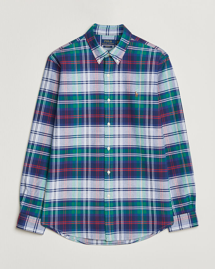 Polo Ralph Lauren Custom Fit Checked Oxford Shirt Green/Blue Multi – Flerfarvet