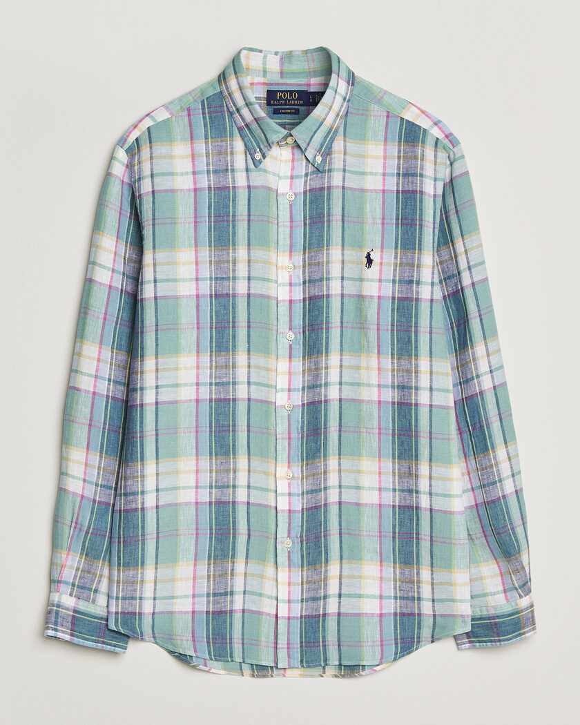 Polo Ralph Lauren Custom Fit Check Linen Shirt Green/Blue/White – Flerfarvet