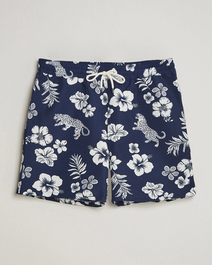 Polo Ralph Lauren Traveler Mid Trunk Seersucker Jaguar Tropical – Blå