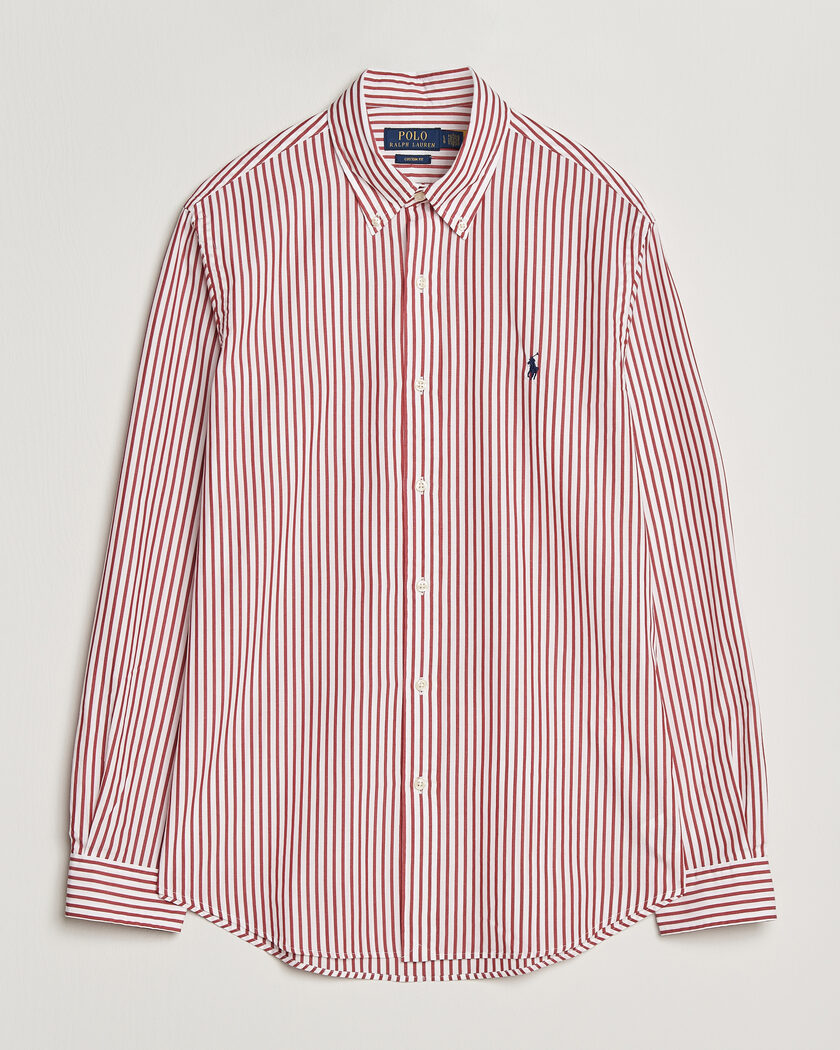 Polo Ralph Lauren Custom Fit Poplin Striped Shirt Bristol Red – Rød