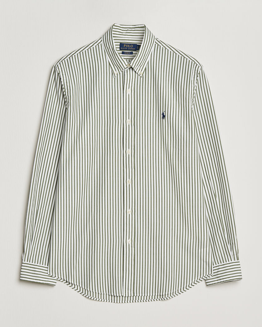 Polo Ralph Lauren Custom Fit Poplin Striped Shirt Garden Trail – Grøn