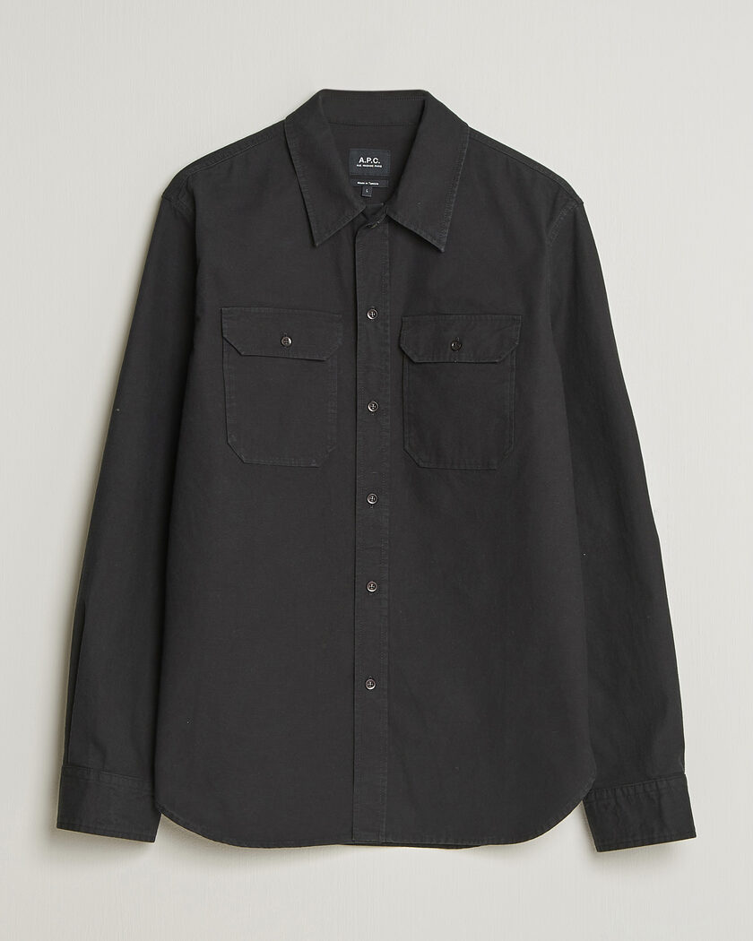 A.P.C. Safari Cotton/Linen Overshirt Faded Black – Sort