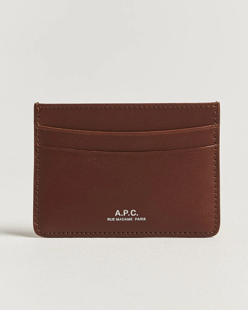 A.P.C. Calf Leather Card Holder Hazelnut – Brun