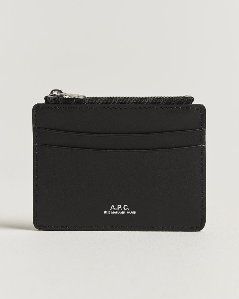 A.P.C. Zip Calf Leather Card Holder Black – Sort