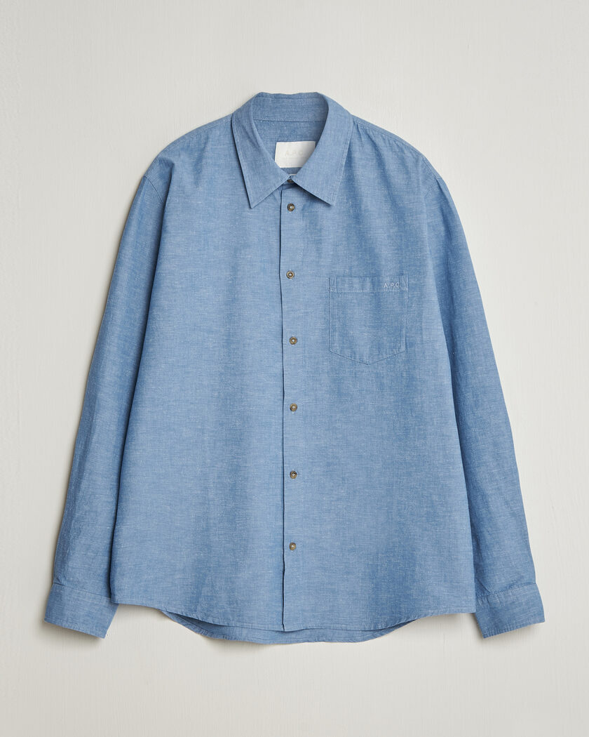 A.P.C. Harris Cotton/Linen Shirt Blue – Blå