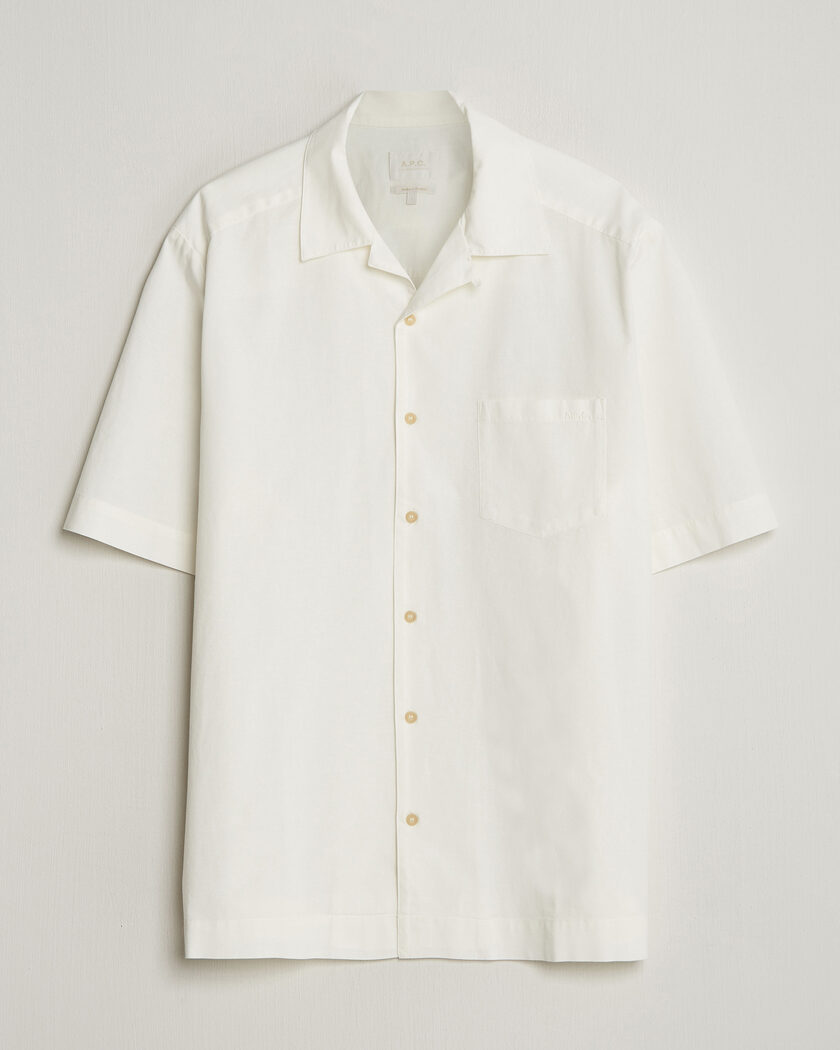 A.P.C. Jude Cotton/Linen Short Sleeve Shirt White – Hvid