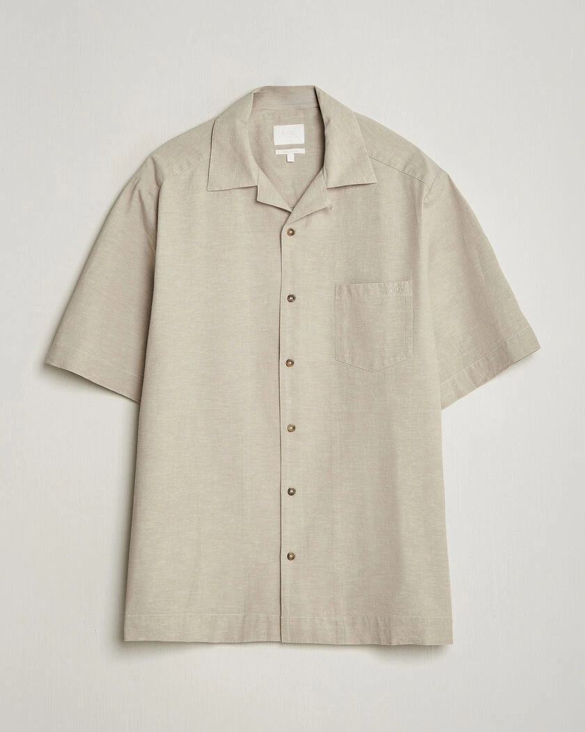 A.P.C. Jude Cotton/Linen Short Sleeve Shirt Sage Green – Grøn
