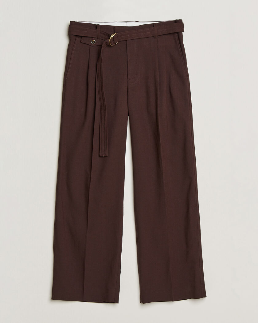 Drôle de Monsieur Viscose Pleated Trousers Brown – Brun
